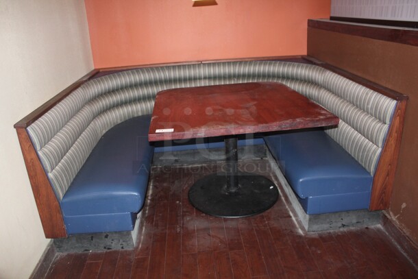 ALL ONE MONEY! 1 Commercial Dining Table (50x44x32) And 1 U-Shaped Dining Booth (89x72x33). Buyer Must Remove! - Image 1 of 1