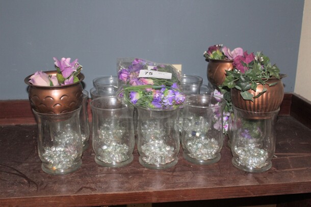12 Glass Vases With Flower Accessories. 12X Your Bid! - Image 1 of 2