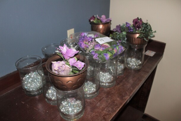 12 Glass Vases With Flower Accessories. 12X Your Bid! - Image 2 of 2
