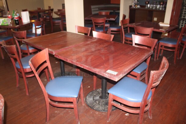 ALL ONE MONEY! 2 Commercial Dining Tables (30x30x30) And 6 Commercial Dining Chairs (17x22x32).  - Image 1 of 2