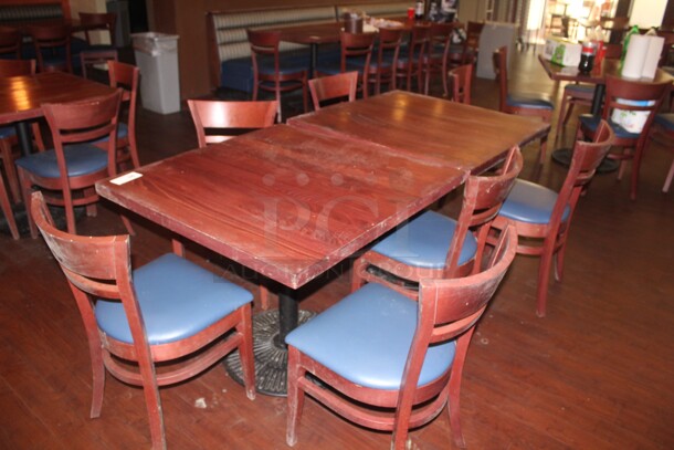 ALL ONE MONEY! 2 Commercial Dining Tables (30x30x30) And 6 Commercial Dining Chairs (17x22x32).  - Image 2 of 2