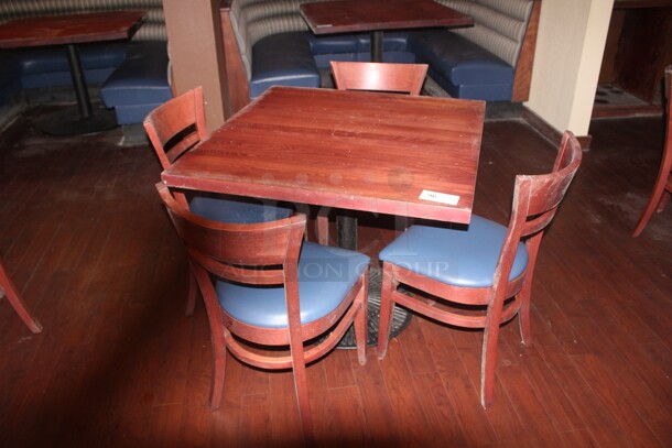 ALL ONE MONEY! 1 Commercial Dining Table (30x30x30) And 4 Commercial Dining Chairs (17x22x32). 