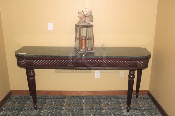 GORGEOUS! Console Table With Green Marble Top. 78x22x35. Buyer Must Remove!