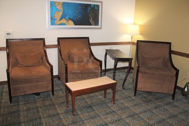 NICE! ALL ONE MONEY! 3 Chairs, Two Tables And 1 Lamp.  Buyer Must Remove! - Image 1 of 7