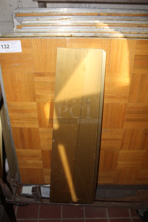 10 Pieces Of Parquet Portable Dance Floor Pieces And Cart (37x37x2 each). 10X Your Bid!  Buyer Must Remove.  - Image 2 of 2