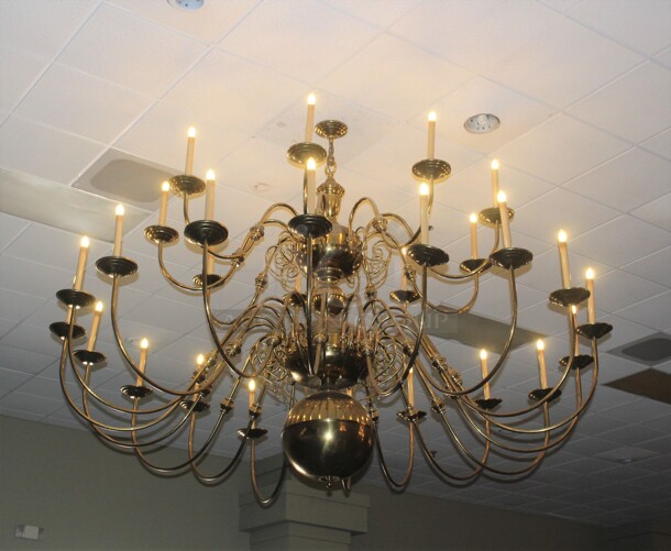 GORGEOUS! Brass Chandelier. 120x120x120. Buyer Must Drop and Remove. This Item Will Not Be Eligible For Transport or Shipping.