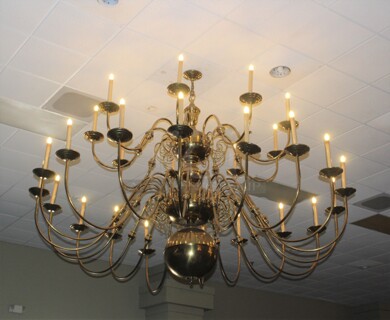 GORGEOUS! Brass Chandelier. 120x120x120. Buyer Must Drop and Remove. This Item Will Not Be Eligible For Transport or Shipping.