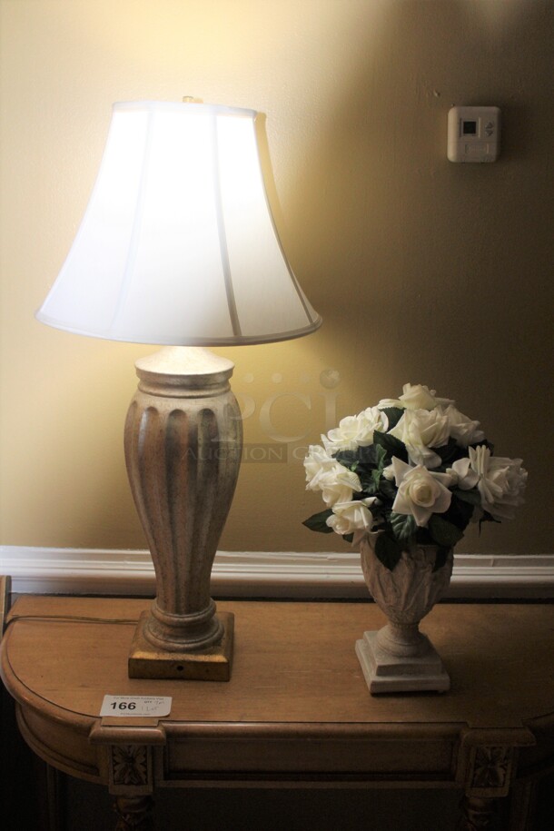 ALL ONE MONEY! 4 Artwork Prints, Console Table, Lamp, Flower Arrangement. Buyer Must Remove.  - Image 3 of 7