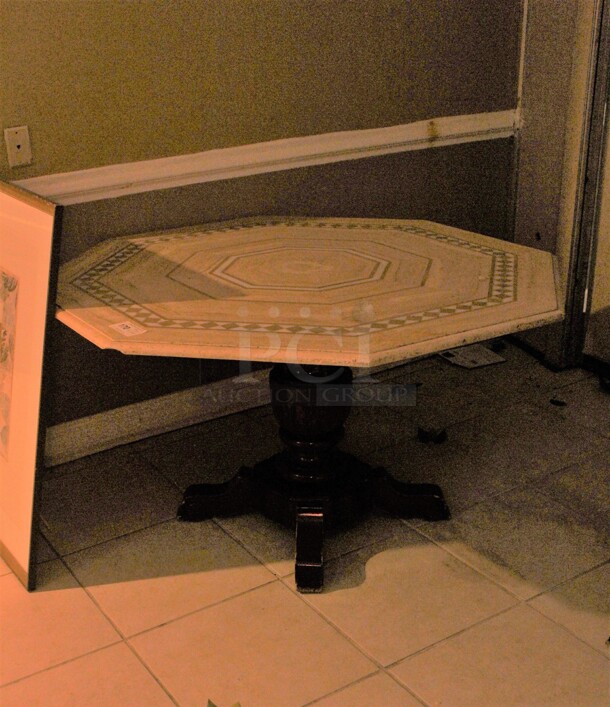 ALL ONE MONEY! Table (Top Wobbles) And Art Print. 55x55x30.  Buyer Must Remove! Items Are On Second Floor And Elevators Will Be Available.  - Image 2 of 3
