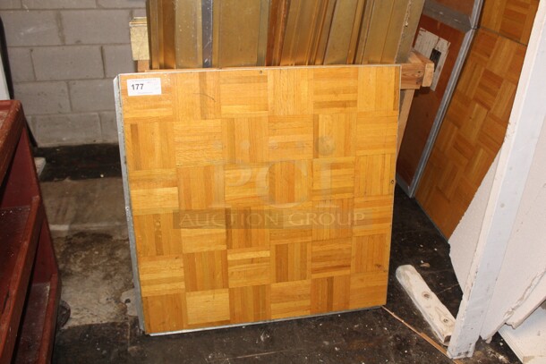 31 Pieces Parquet Portable Dance Floor Pieces  (37x37x2 each) And 1 Hand Truck Cart. 31X Your Bid! Buyer Must Remove. 