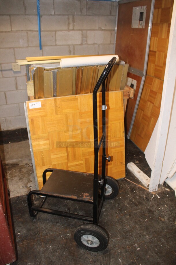 31 Pieces Parquet Portable Dance Floor Pieces  (37x37x2 each) And 1 Hand Truck Cart. 31X Your Bid! Buyer Must Remove.  - Image 2 of 4