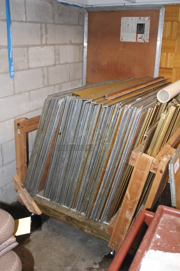 31 Pieces Parquet Portable Dance Floor Pieces  (37x37x2 each) And 1 Hand Truck Cart. 31X Your Bid! Buyer Must Remove.  - Image 3 of 4