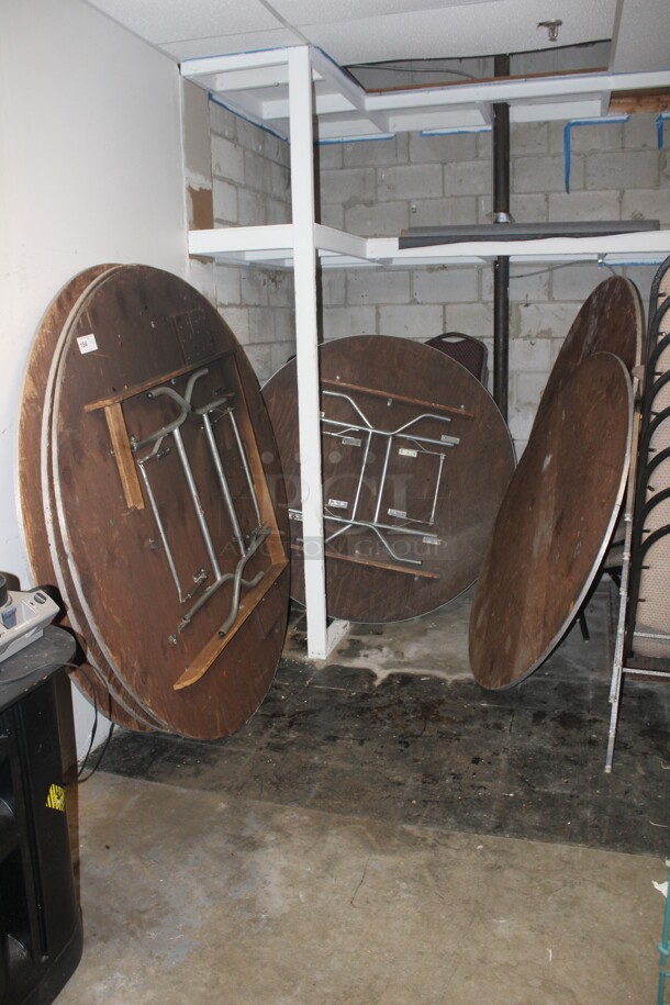 5 Commercial Round Folding Banquet/Dining Tables. 72x72x30. 5X Your Bid!  - Image 1 of 1