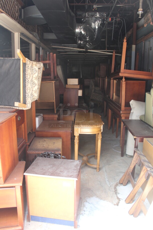 WOW! ALL ONE MONEY! Entire Room Of Assorted Chairs, Dressers,Tables, Mini Fridges And More. Buyer Must Remove. 