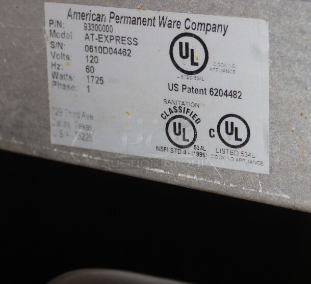 GREAT! APW Wyott Model AT-EXPRESS Commercial Conveyor Toaster. 15x18x13. 120V/60Hz. Working When Closed! - Image 5 of 6
