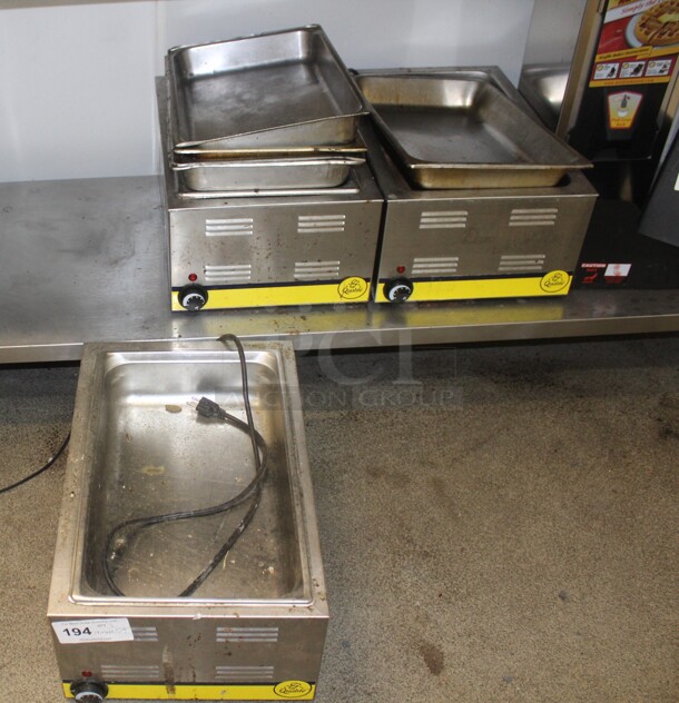 TERRIFIC! 3 Adcraft Model FW-1200WF Commercial Stainless Steel Countertop Food Warmers. 14.5x22.5x9. 120V/60Hz. 3X Your Bid! Working When Closed! 