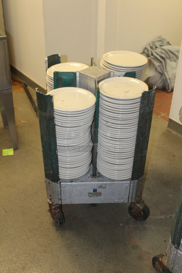 4 Stacks Commercial White Dining Plates With Caddy. 5X Your Bid! - Image 2 of 2