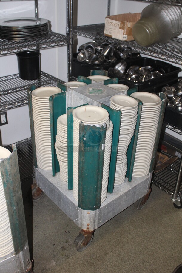 8 Stacks Commercial White Salad Plates And Saucers With Caddy. 9X Your Bid! - Image 1 of 2