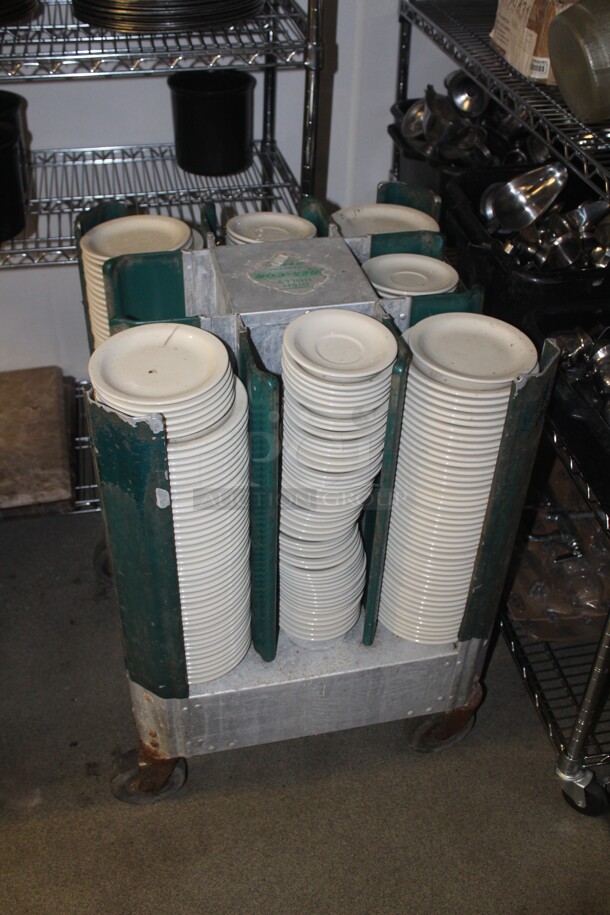 8 Stacks Commercial White Salad Plates And Saucers With Caddy. 9X Your Bid! - Image 2 of 2