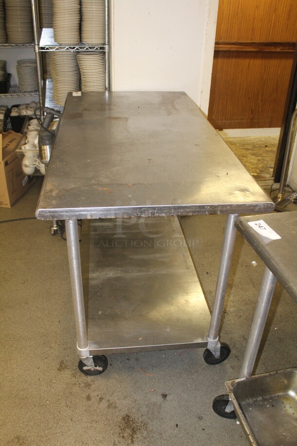 NICE! Commercial Stainless Steel Work Table On Casters With Undershelf. 60x30x36 - Image 2 of 3