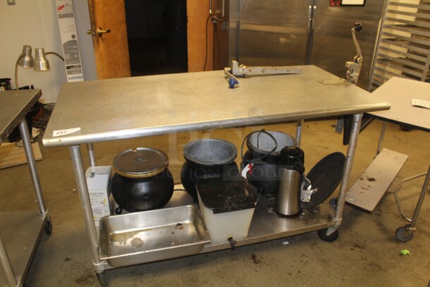 NICE! Commercial Stainless Steel Work Table On Casters With Undershelf And Commercial Can Opener. 60x30x36 - Image 1 of 3