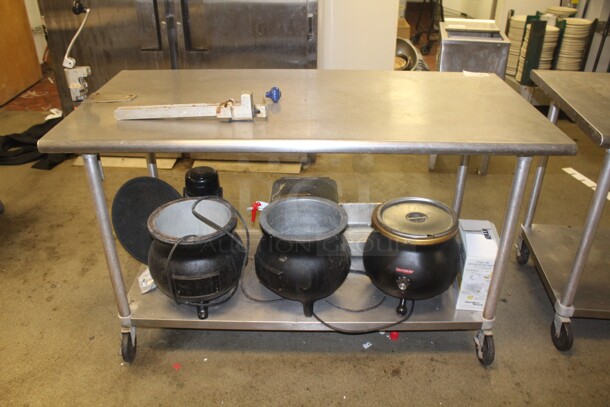 NICE! Commercial Stainless Steel Work Table On Casters With Undershelf And Commercial Can Opener. 60x30x36 - Image 3 of 3