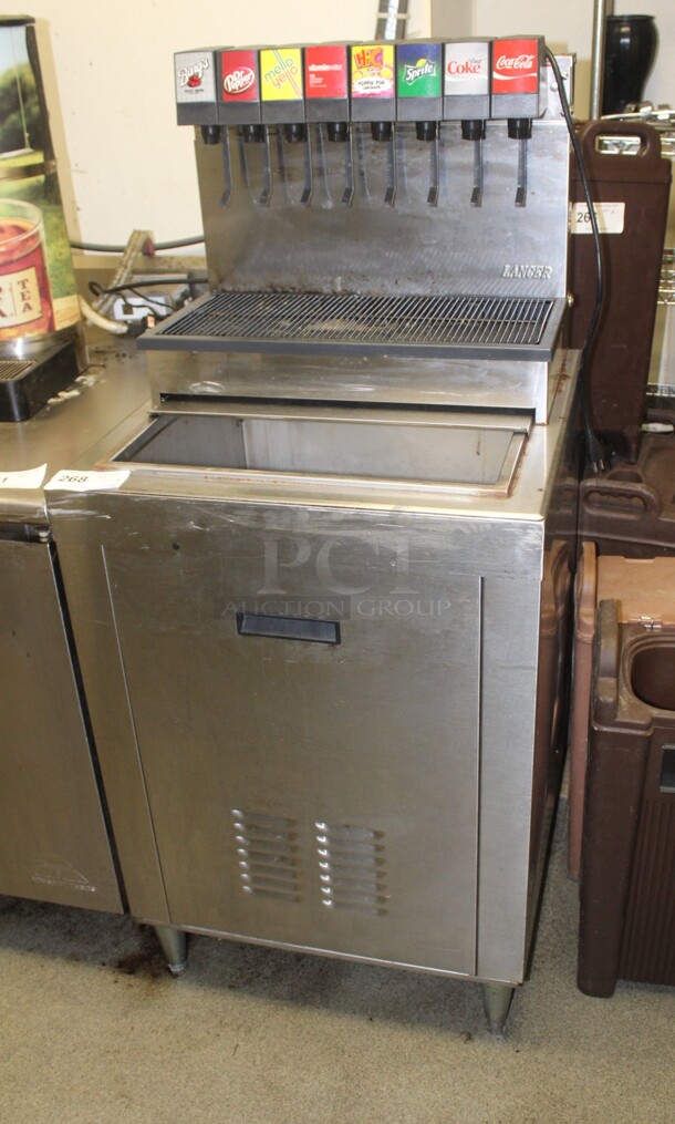 FABULOUS! Lancer 8 Beverage Soda Dispenser With Drip Tray And Ice Bin. 25x25x56. Working When Closed! Buyer Must Remove. 