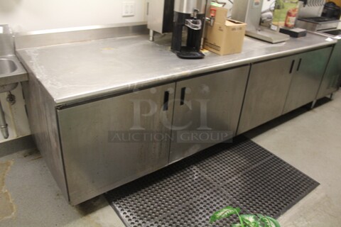 FANTASIC! Commercial Stainless Steel 4 Door Work Cabinet. 120x36x40. Buyer Must Remove. 