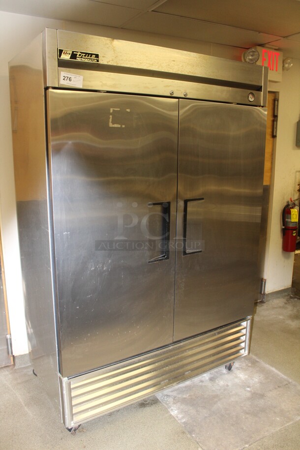 FABULOUS! True Model T-49 Commercial Stainless Steel Double Door Refrigerator/Cooler On Commercial Casters. 54x30x83. 115V/60Hz. Working When Closed! Buyer Must Remove.