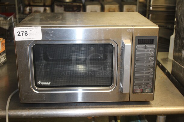 NICE! Amana Commercial Stainless Steel Countertop Microwave. 22x18x13. 120W/60Hz. Working When Closed! - Image 1 of 5