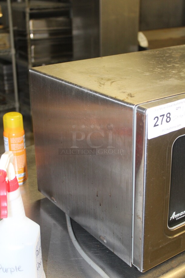 NICE! Amana Commercial Stainless Steel Countertop Microwave. 22x18x13. 120W/60Hz. Working When Closed! - Image 4 of 5