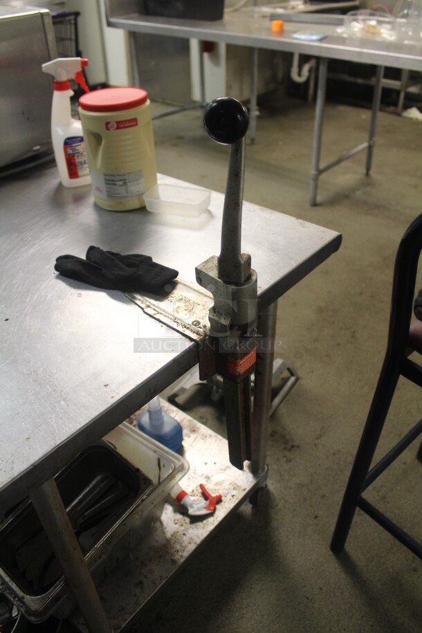 GREAT FIND! Commercial Stainless Steel Work Table On Commercial Casters With Undershelf And Commercial Can Opener. 60x30x49. Table Only.  - Image 2 of 3