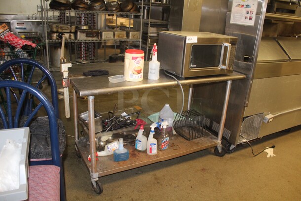GREAT FIND! Commercial Stainless Steel Work Table On Commercial Casters With Undershelf And Commercial Can Opener. 60x30x49. Table Only.  - Image 3 of 3