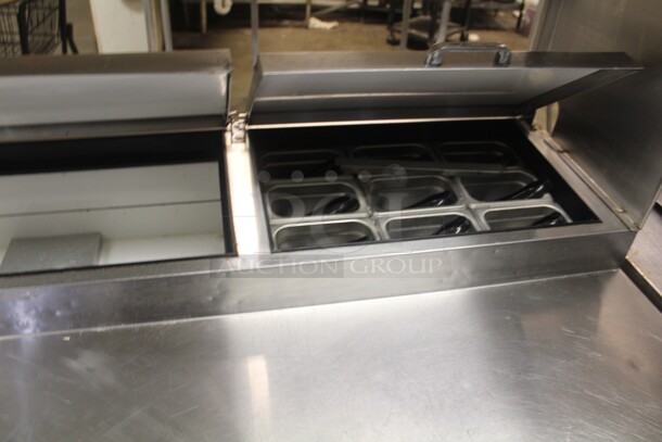 AWESOME! True Model TPP-93 Commercial Stainless Steel 3 Door Pizza Prep Table On Commercial Casters With Shelf.  - Image 4 of 9