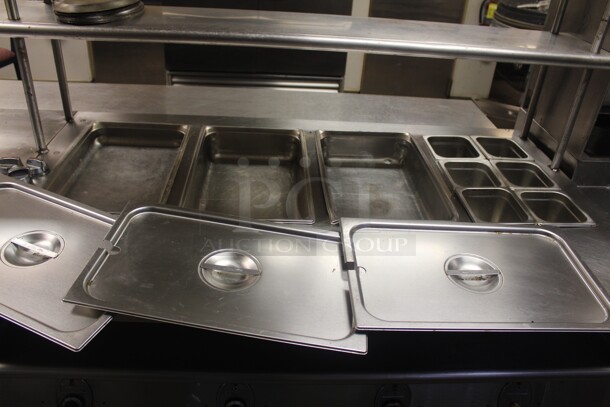 HUGE! Commercial Stainless Steel L-Shaped Food Warming/Prep Tables With Shelves. 135x122x66. Working When Closed! Buyer Must Disassemble Remove. Please See All Photos As This Is A Very Large Item.  - Image 5 of 11