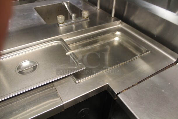 HUGE! Commercial Stainless Steel L-Shaped Food Warming/Prep Tables With Shelves. 135x122x66. Working When Closed! Buyer Must Disassemble Remove. Please See All Photos As This Is A Very Large Item.  - Image 11 of 11