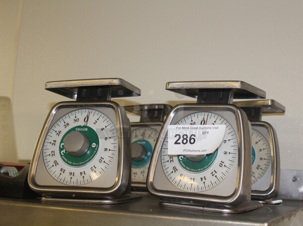 4 Taylor Commercial Stainless Steel Food Scales. 4X Your Bid! 