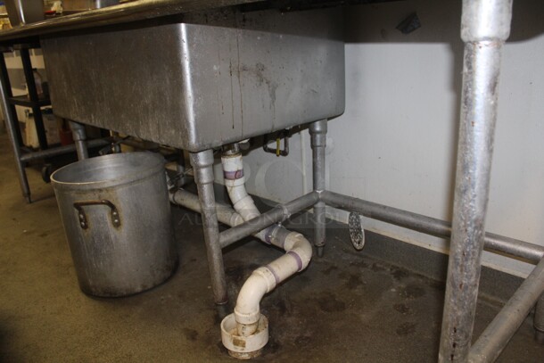 GREAT FIND! Commercial Stainless Steel 2 Compartment Sink With Double Drainboards And Faucet. 100x30x42. Buyer Must Remove.  - Image 2 of 4