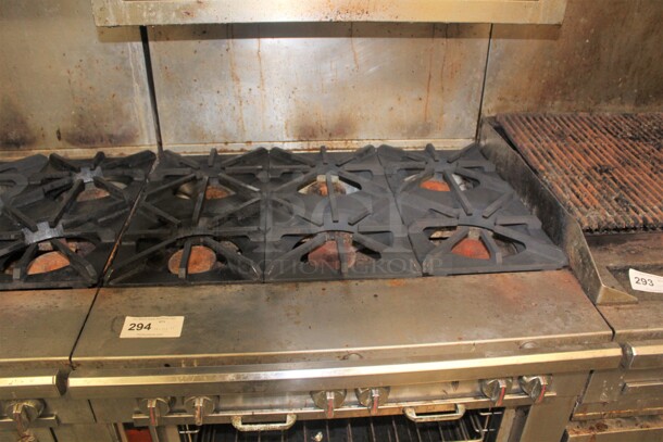 FANTASTIC! Blodgett Commercial Stainless Steel Natural Gas 6 Burner Range With Oven And Salamander. 36x39x75. Working When Closed! Buyer Must Remove.  - Image 3 of 4