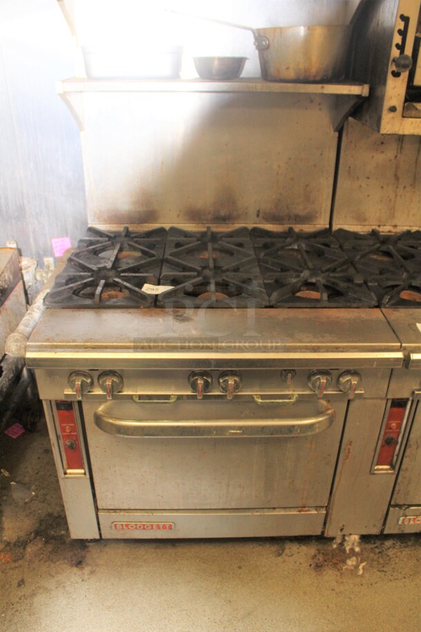 TERRIFIC! Blodgett Commercial Stainless Steel Natural Gas 6 Burner Range With Oven. 36x39x73. Working When Closed! Buyer Must Remove. 