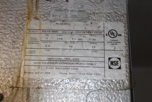 AWESOME! Commercial Walk In Freezer With Russell Model AA18-66B Condenser. 22ftx21.5ftx7ft  Working When Closed! Buyer Must Disassemble And Remove. Racks Not Included.  - Image 3 of 3