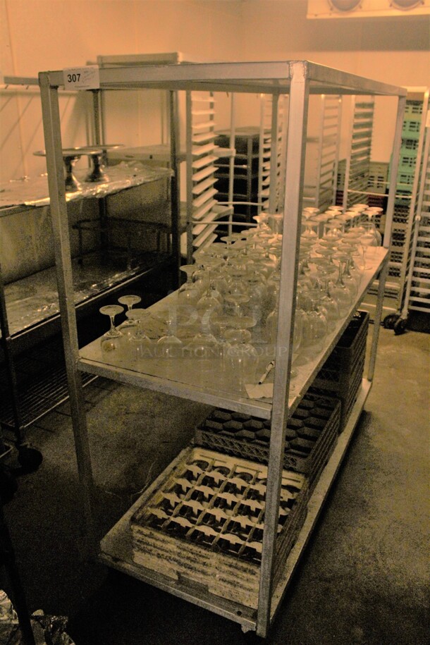 WOW! Commercial Metal Shelving Unit With Glasses And Glass Crates. 68x26x68 - Image 1 of 2