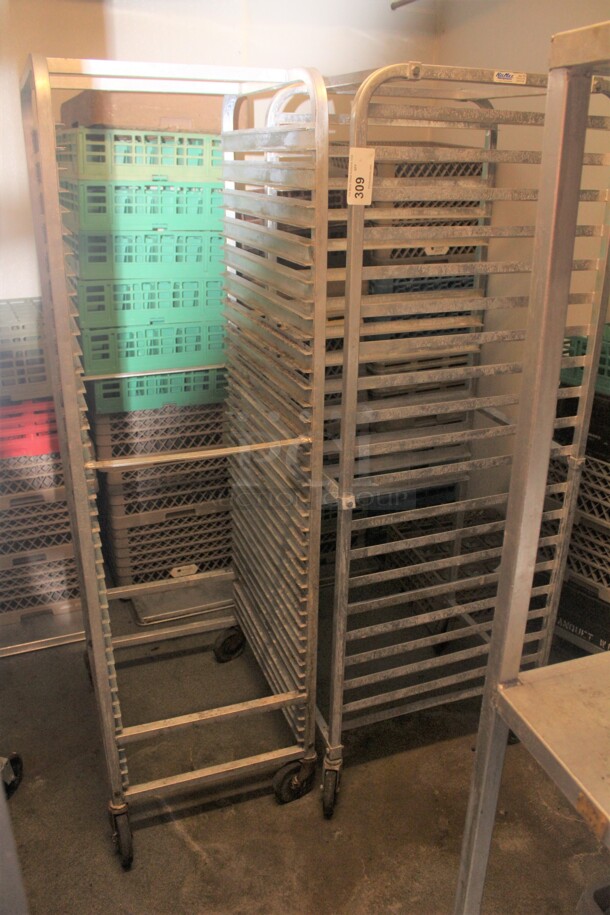 SUPER! 2 Commercial Aluminum Speed/Pan Racks On Casters. 2X Your Bid! 