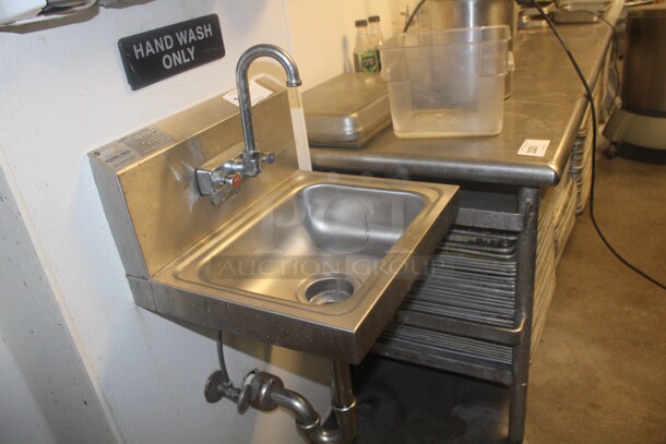 NICE! Advance Tabco Commercial Stainless Steel Wall Mount Sink With Gooseneck Faucet. 17x15x20. Buyer Must Remove.  - Image 2 of 2