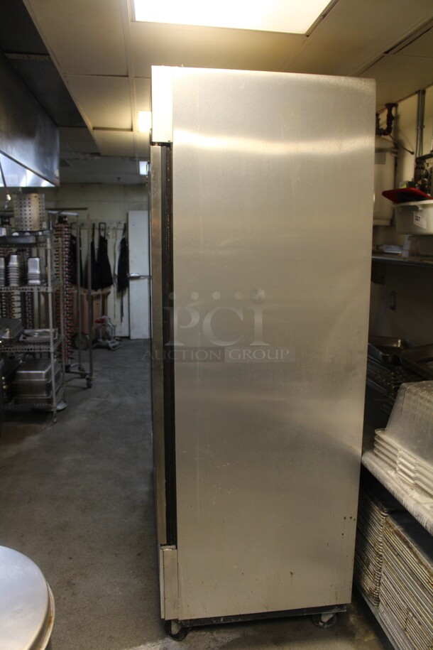 FANTASTIC! True Model T-72 Commercial Stainless Steel Triple Door Reach In Refrigerator/Cooler On Commercial Casters. 78x30x84. 115V/60Hz. Working When Closed! Buyer Must Remove.  - Image 6 of 8