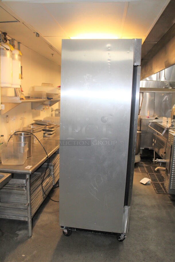 FANTASTIC! True Model T-72 Commercial Stainless Steel Triple Door Reach In Refrigerator/Cooler On Commercial Casters. 78x30x84. 115V/60Hz. Working When Closed! Buyer Must Remove.  - Image 8 of 8