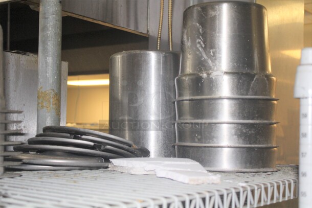 GREAT! ALL ONE MONEY! Commercial Metro Rack And 4 Shelves Of Assorted Stainless Steel Inserts.  - Image 3 of 6