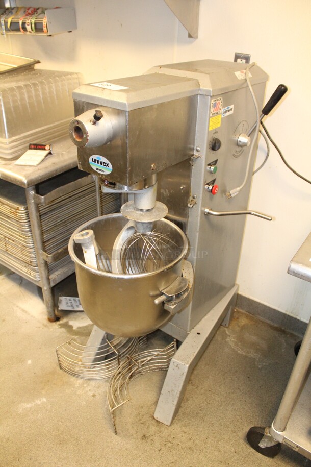 AWESOME! Univex Model SRM30+ Commercial Planetary 30 Qt. Floor Mixer With Commercial Bowl, Dough Hook, Paddle Attachment, Whisk Attachment And Bowl Guard. 20x32x48. 115V/60Hz. Working When Closed! Buyer Must Remove. - Image 2 of 7