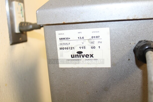 AWESOME! Univex Model SRM30+ Commercial Planetary 30 Qt. Floor Mixer With Commercial Bowl, Dough Hook, Paddle Attachment, Whisk Attachment And Bowl Guard. 20x32x48. 115V/60Hz. Working When Closed! Buyer Must Remove. - Image 6 of 7