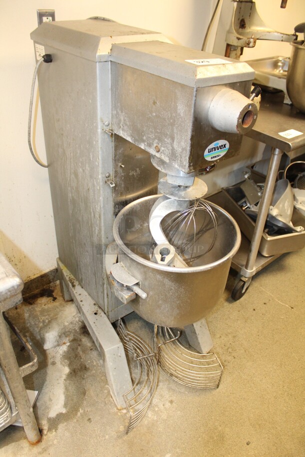 AWESOME! Univex Model SRM30+ Commercial Planetary 30 Qt. Floor Mixer With Commercial Bowl, Dough Hook, Paddle Attachment, Whisk Attachment And Bowl Guard. 20x32x48. 115V/60Hz. Working When Closed! Buyer Must Remove. - Image 7 of 7